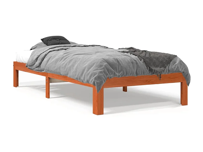 Cama 90x190 cm madeira pinho maciça castanho cera PT922337