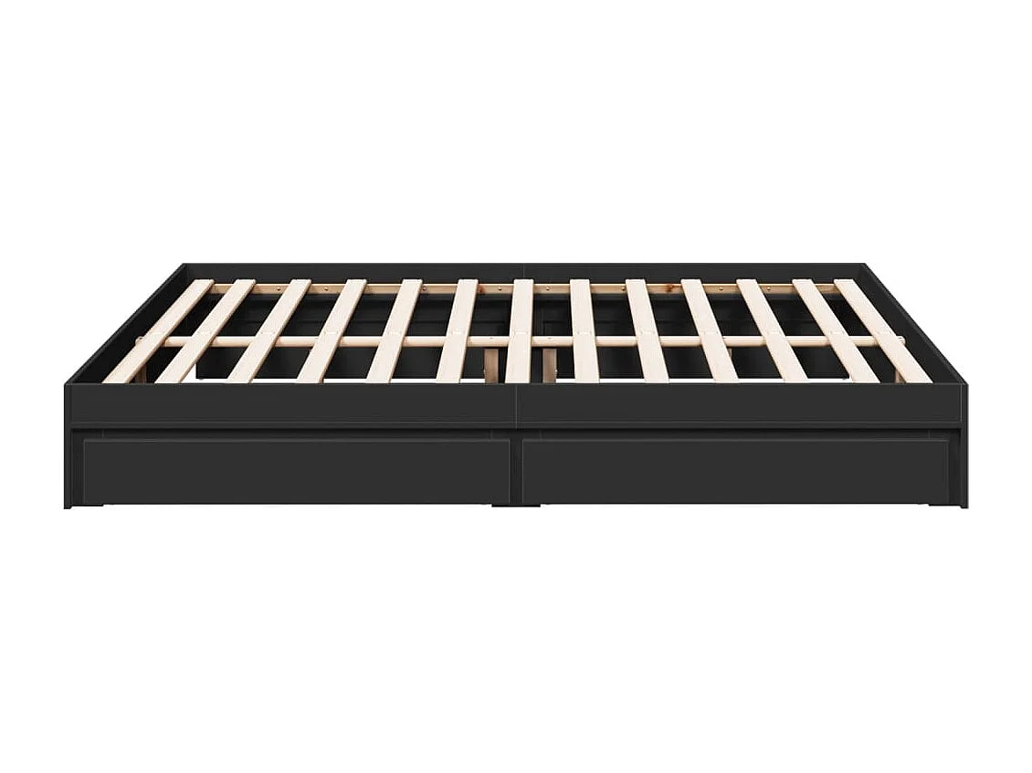 Lit double avec tiroirs noir 200x200 cm bois d'ingénierie FR69447