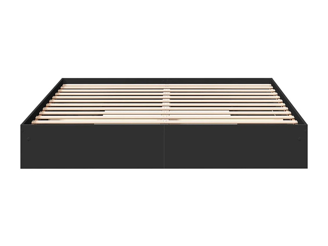 Lit double avec tiroirs noir 200x200 cm bois d'ingénierie FR69447