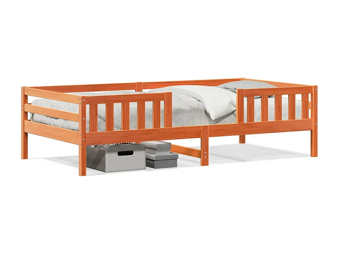 Bedframe zonder matras massief grenenhout wasbruin 90x190 cm BE775880