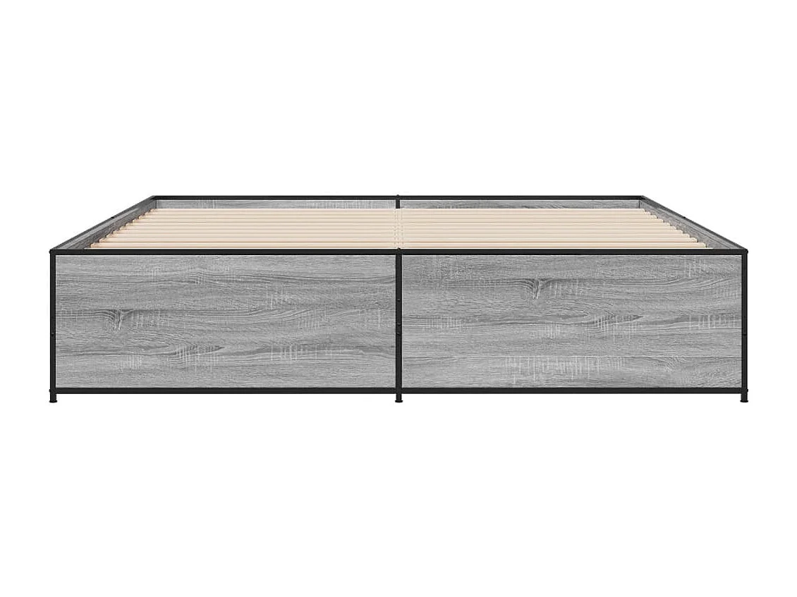 Lit double sonoma gris 200x200 cm bois d'ingénierie et métal FR38505