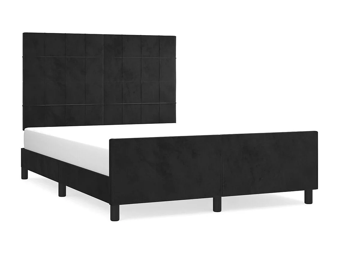 Cama c/ cabeceira 140x200 cm veludo preto PT659428