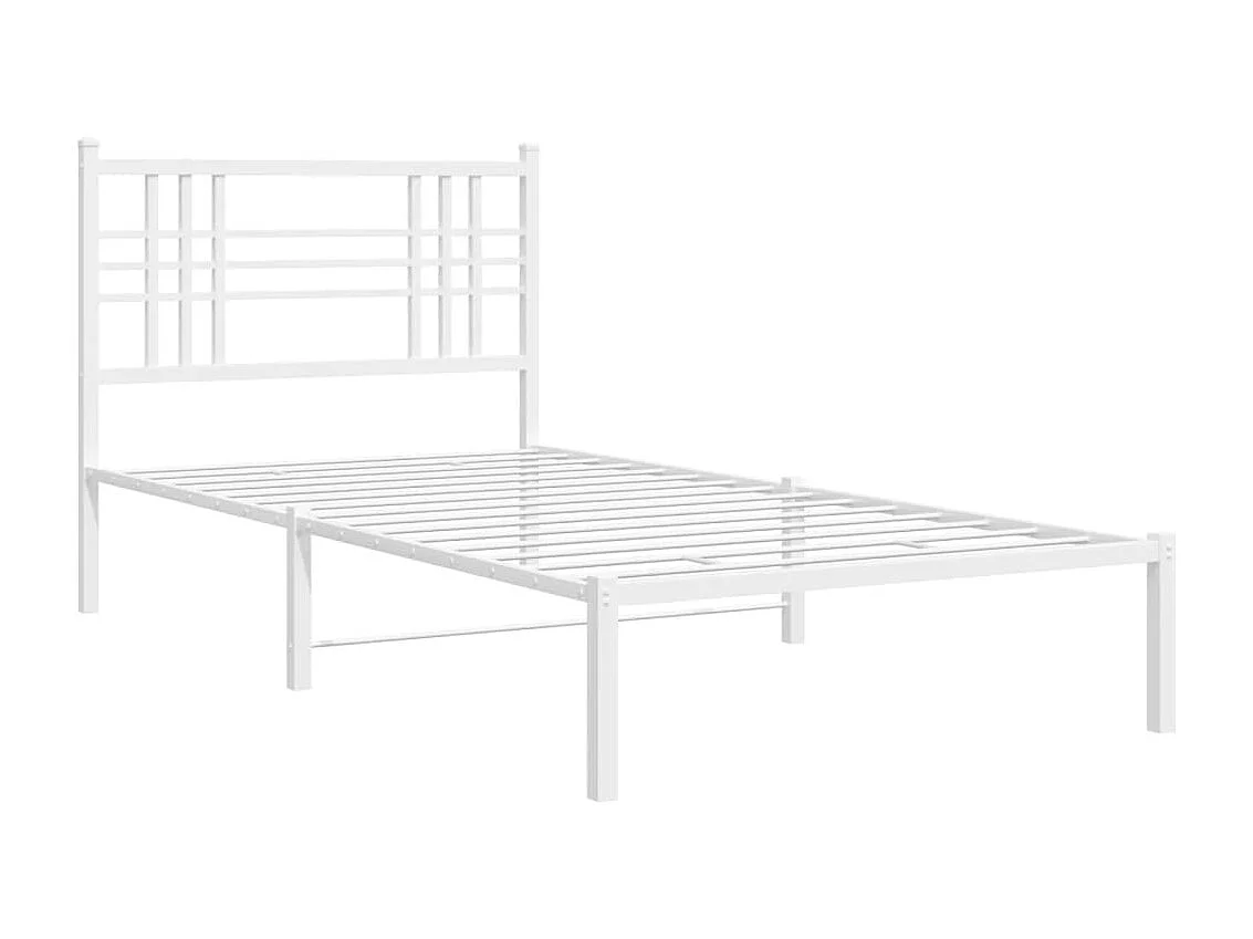 Bedframe met hoofdbord metaal wit 90x200 cm BE177479