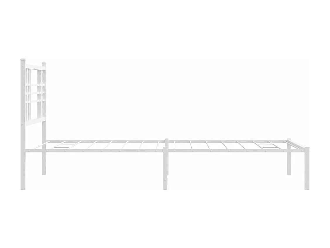 Bedframe met hoofdbord metaal wit 90x200 cm BE177479