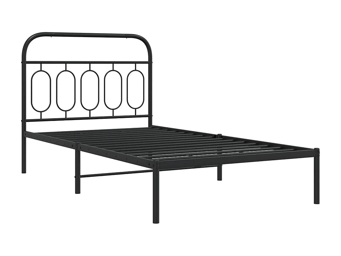 Bedframe met hoofdbord metaal zwart 100x190 cm BE443942
