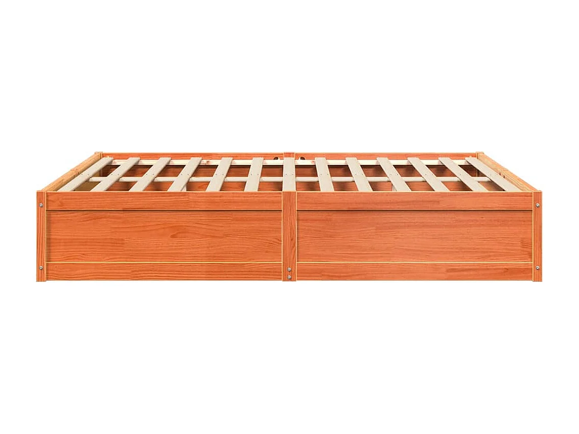 Lit double cire marron 180x200 cm bois de pin massif FR45709