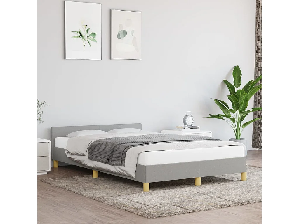 Cama com cabeceira 120x190 cm tecido cinza-claro PT829303