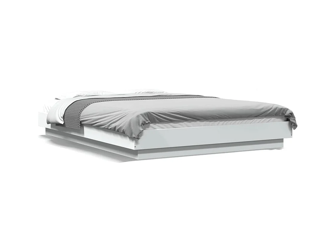 Lit double Blanc 140x190 cm bois d'ingénierie FR42786