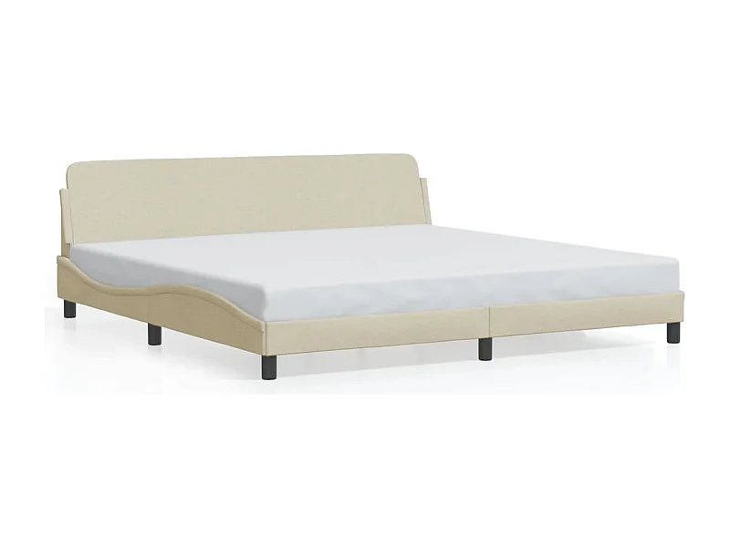 Cama com cabeceira 200x200 cm tecido cor creme PT922772
