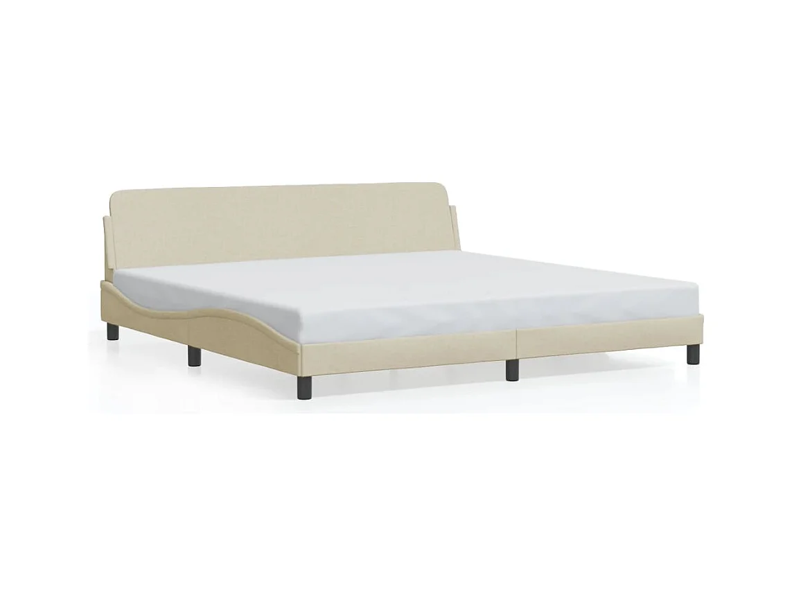 Lit double + tête de lit Crème 200 x 200 cm Tissu FR22043