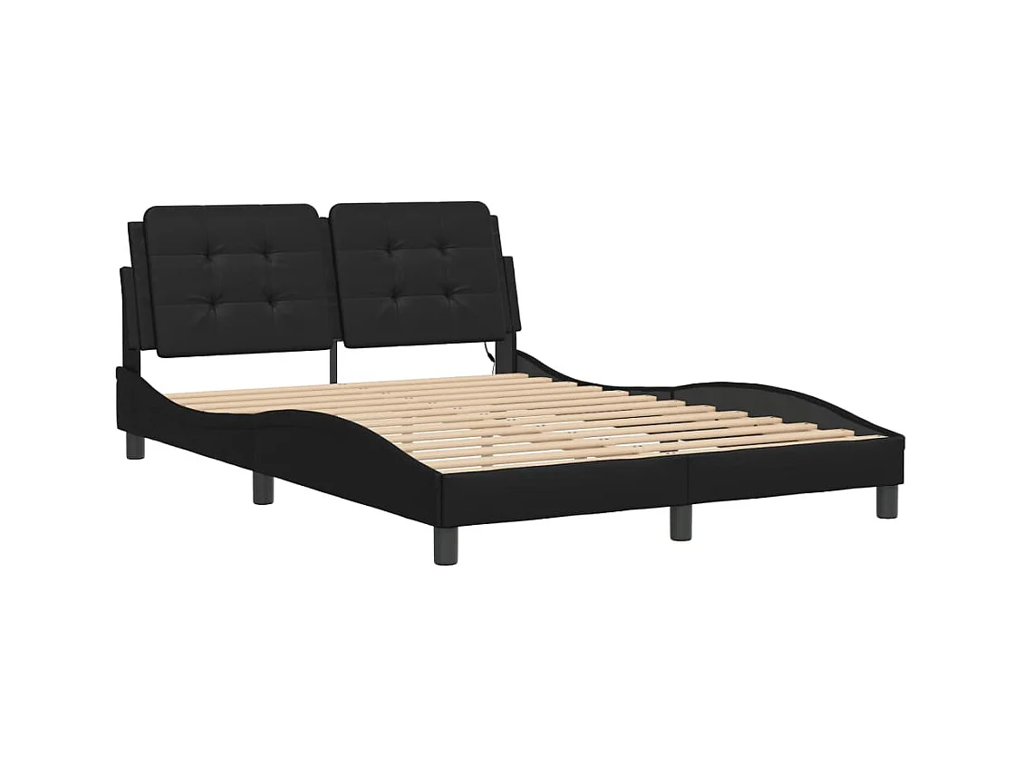 Lit double avec lumières LED noir 140x190 cm similicuir FR13657