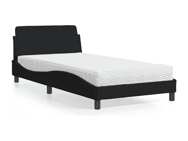 Cama com colchão 100x200 cm tecido preto PT317890