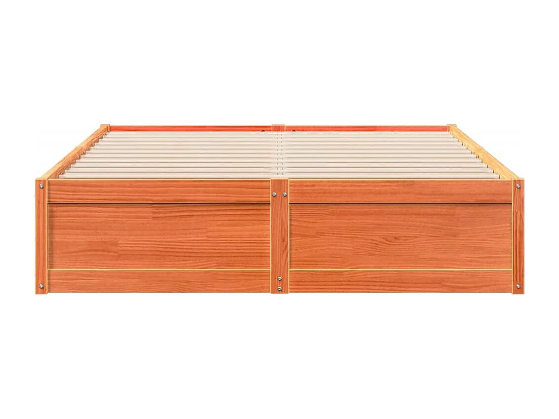 Cama 150x200 cm madeira pinho maciça castanho cera PT916019