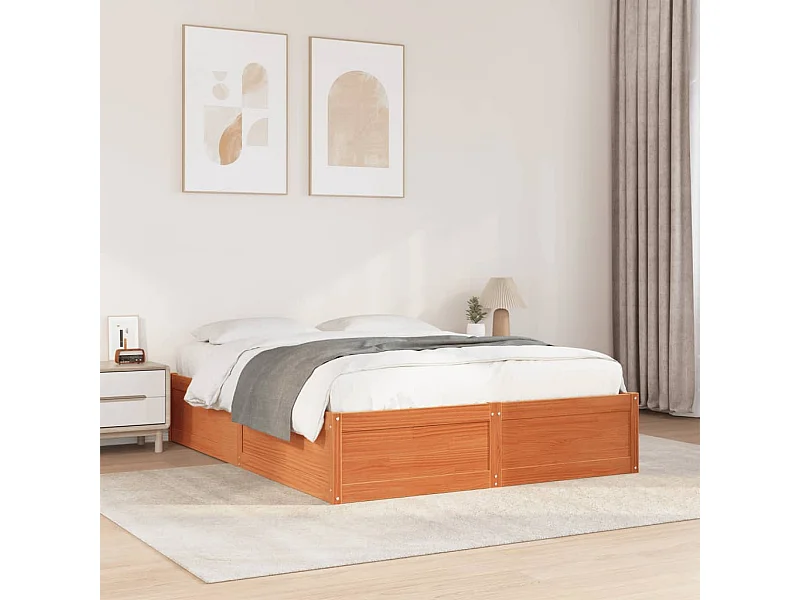 Bedframe zonder matras massief grenenhout wasbruin 150x200 cm BE245579