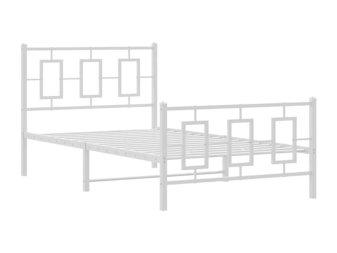 Cama com cabeceira e pés 100x190 cm metal branco PT723433