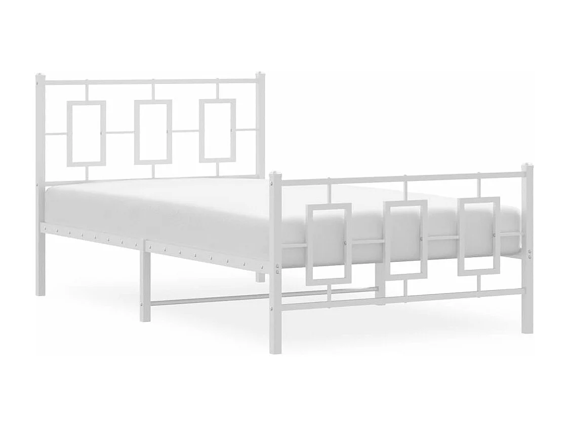 Cama com cabeceira e pés 100x190 cm metal branco PT723433