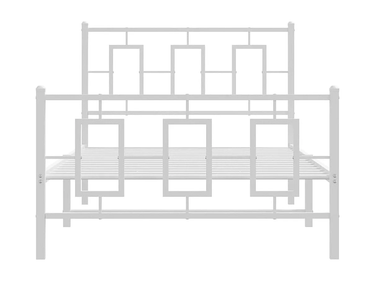 Cama com cabeceira e pés 100x190 cm metal branco PT723433