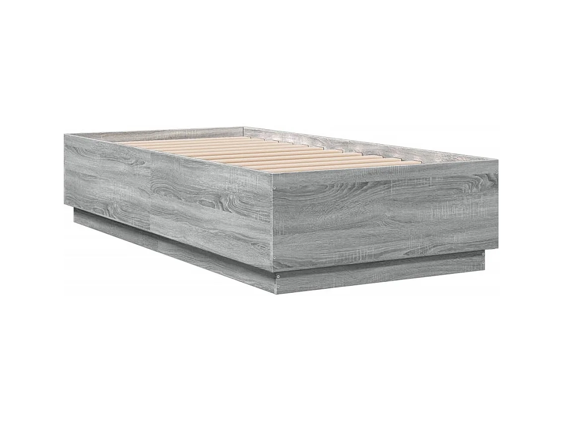 Lit simple avec lumières LED sonoma gris 90x190 cm FR60749