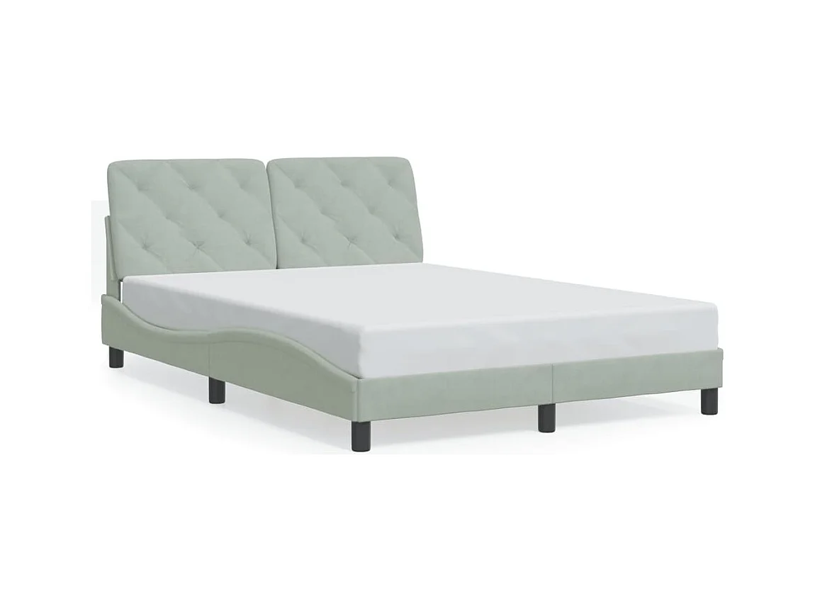 Cama matrimonial- 120x200cm con cabecero terciopelo gris claro ES143435