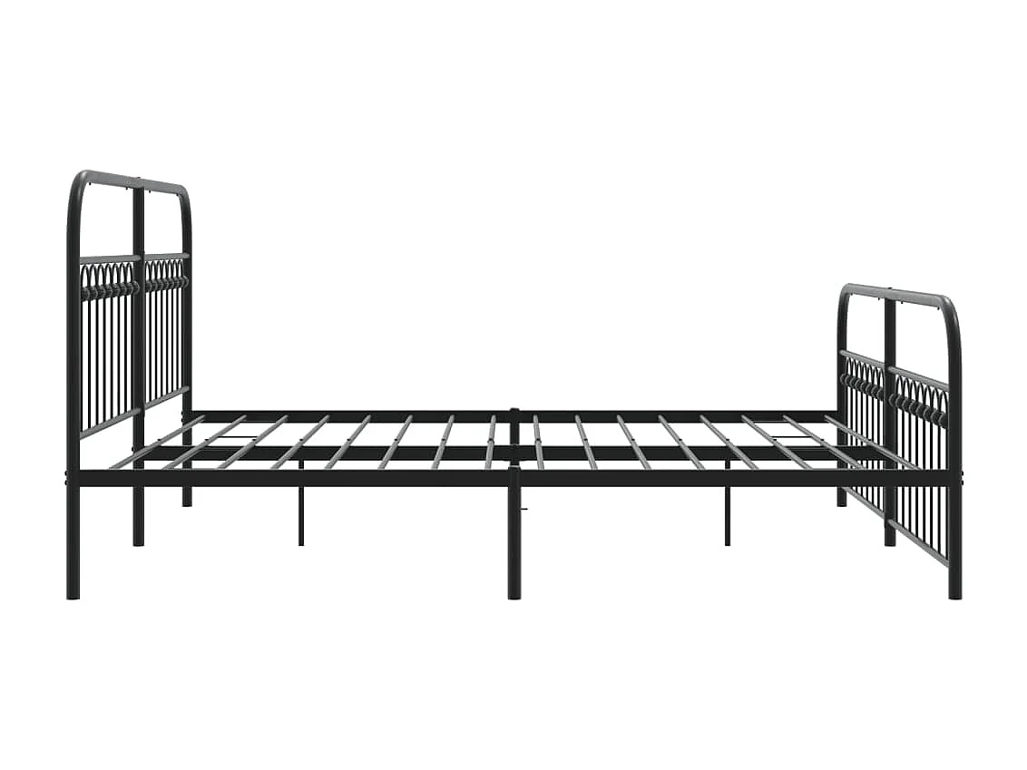 Lit double métal + tête de lit/pied de lit noir 183x203 cm FR91594