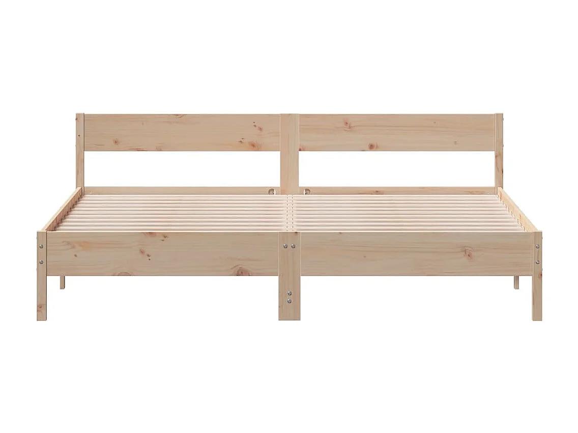 Lit double + tête de lit 180x200 cm bois de pin massif FR37981