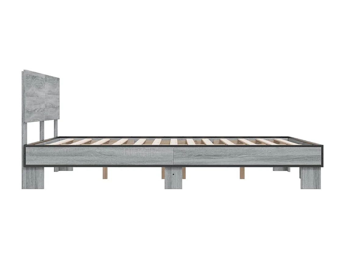 Cama 160x200 cm - madera ingeniería metal gris Sonoma ES226115