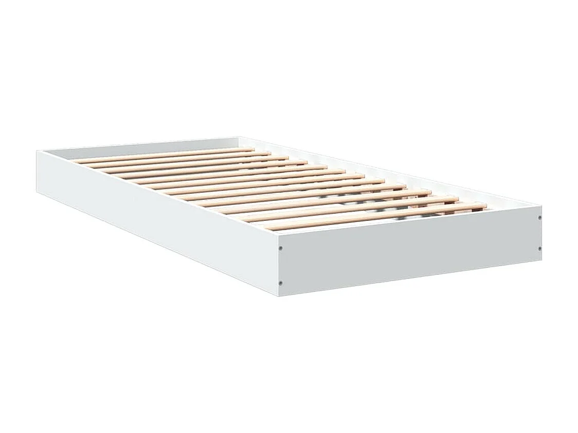 Lit simple blanc 75x190 cm bois d'ingénierie FR15940