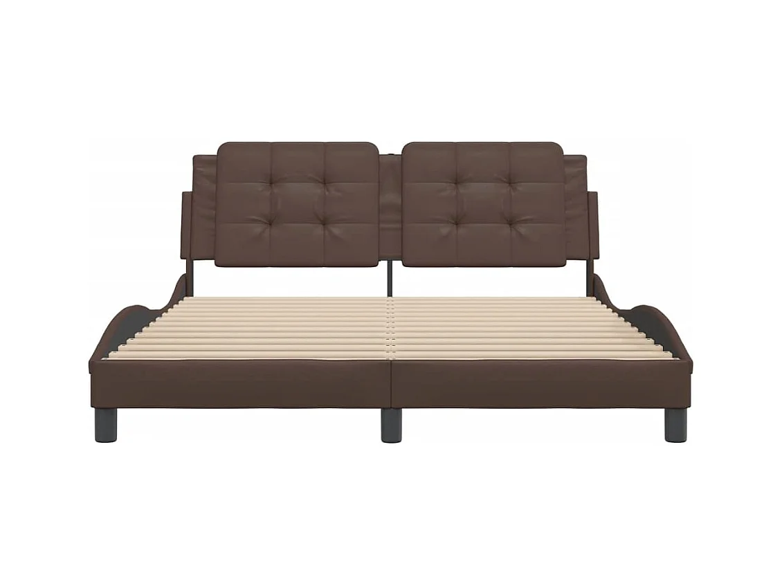 Lit double + tête de lit marron 160x200 cm Similicuir FR54845