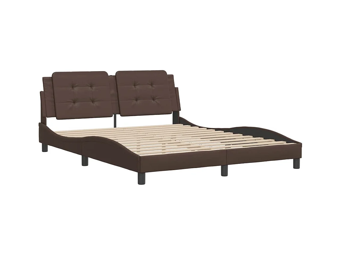 Bedframe met hoofdbord kunstleer bruin 160x200 cm BE304138