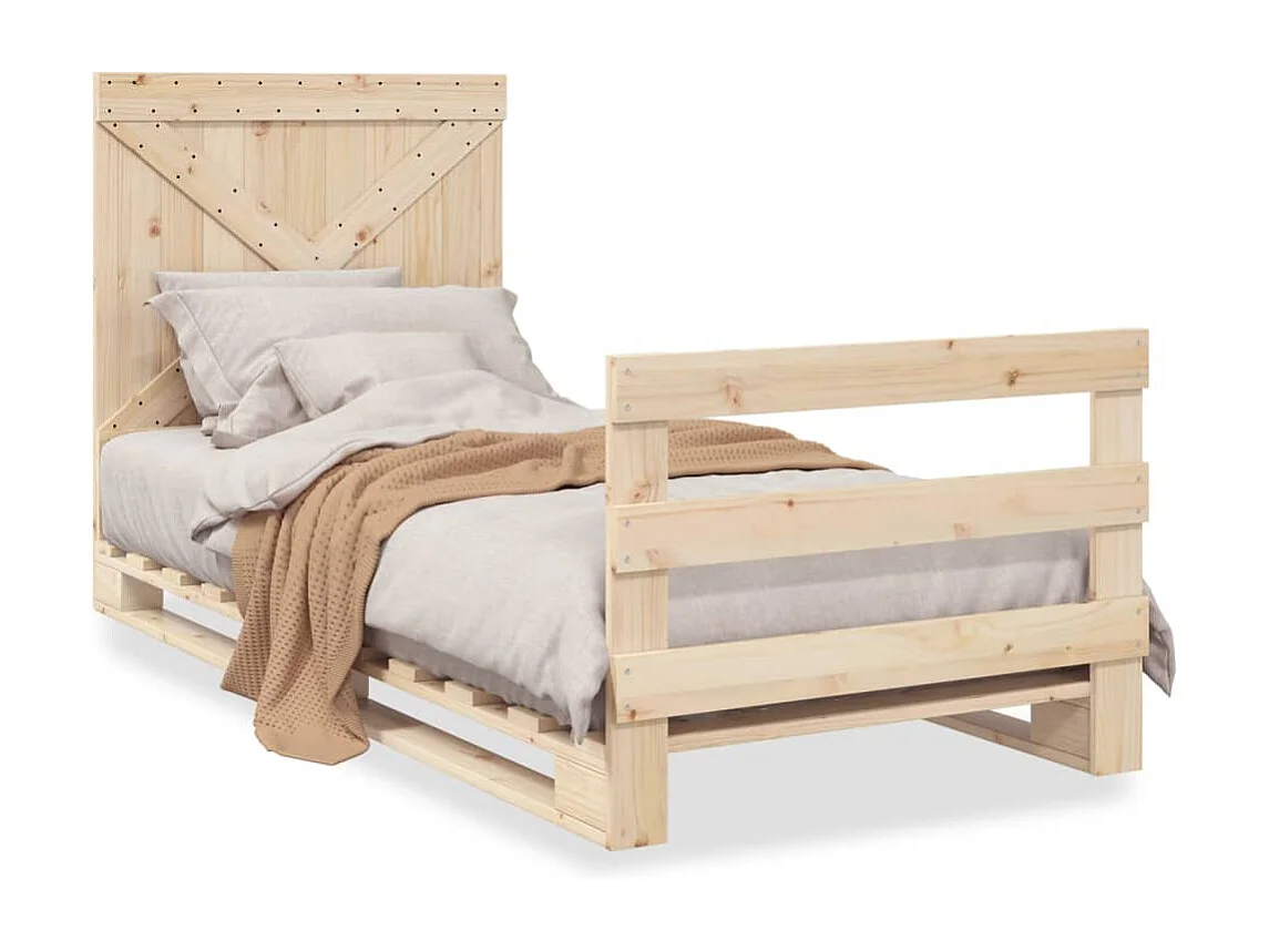 Bedframe met hoofdbord massief grenenhout 90x200 cm BE650038