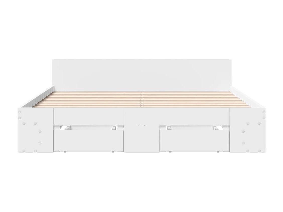 Lit double à tiroirs blanc 120x190 cm bois d'ingénierie FR94154