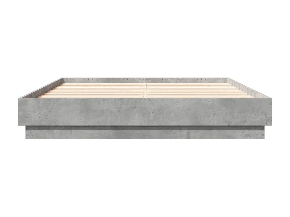 Lit double gris béton 120x190 cm bois d'ingénierie FR50262