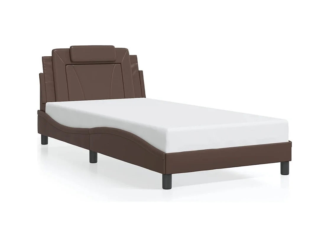 Bedframe met hoofdbord kunstleer bruin 100x200 cm BE471415