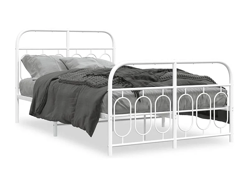 Cama 120x200 cm - metal con cabecero y estribo blanco ES152048