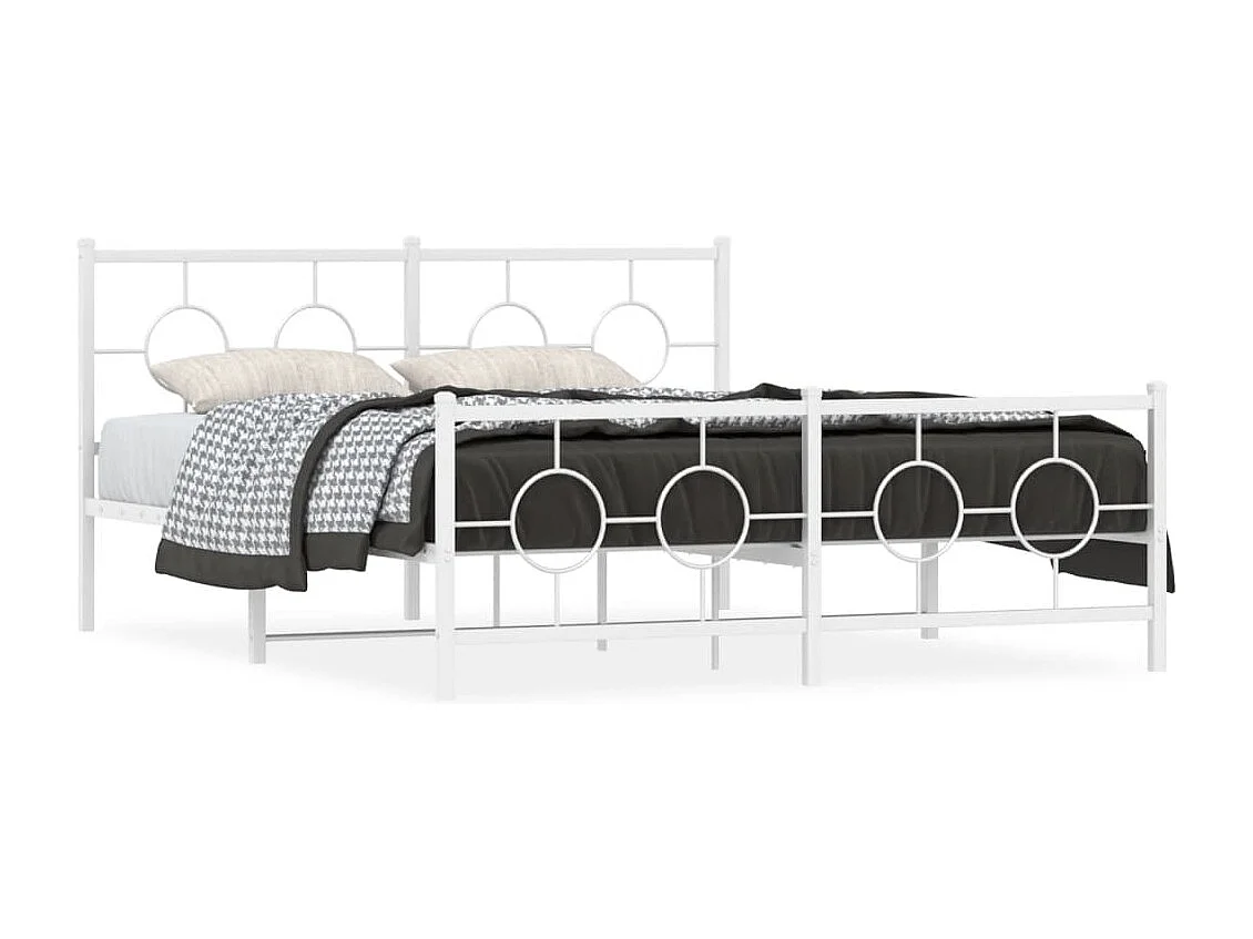 Cama com cabeceira e pés 160x200 cm metal branco PT849595
