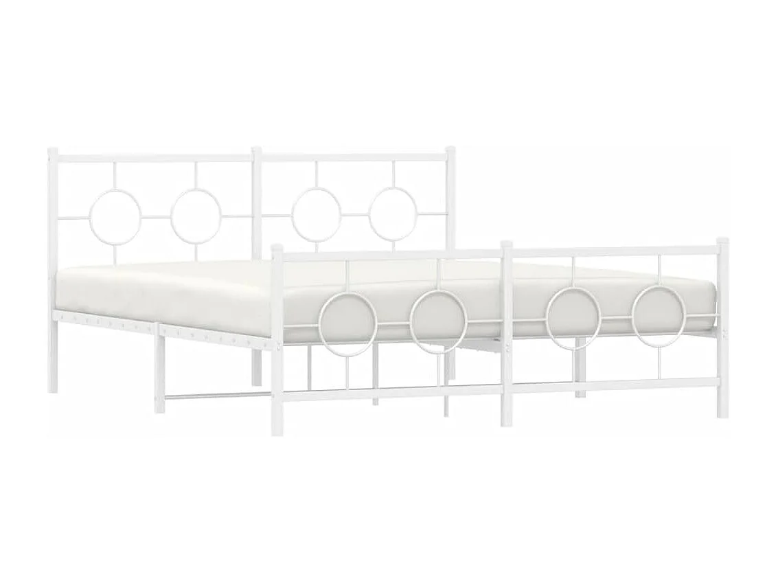 Cama com cabeceira e pés 160x200 cm metal branco PT849595