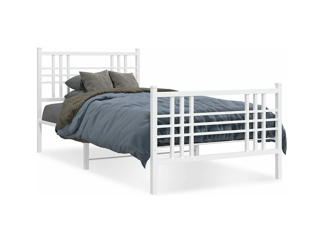 Cama 107x203 cm - metal con cabecero y pie blanca ES938117