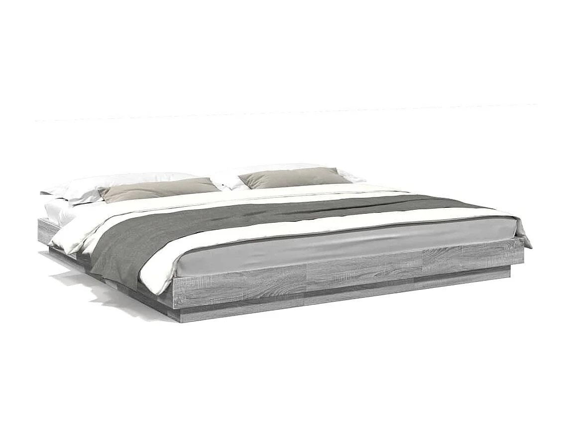 Bedframe met LED-verlichting grijs sonoma eiken 200x200 cm BE539459
