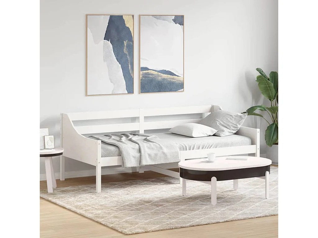 Lit de jour Blanc 90x200 cm Bois de pin massif FR65265