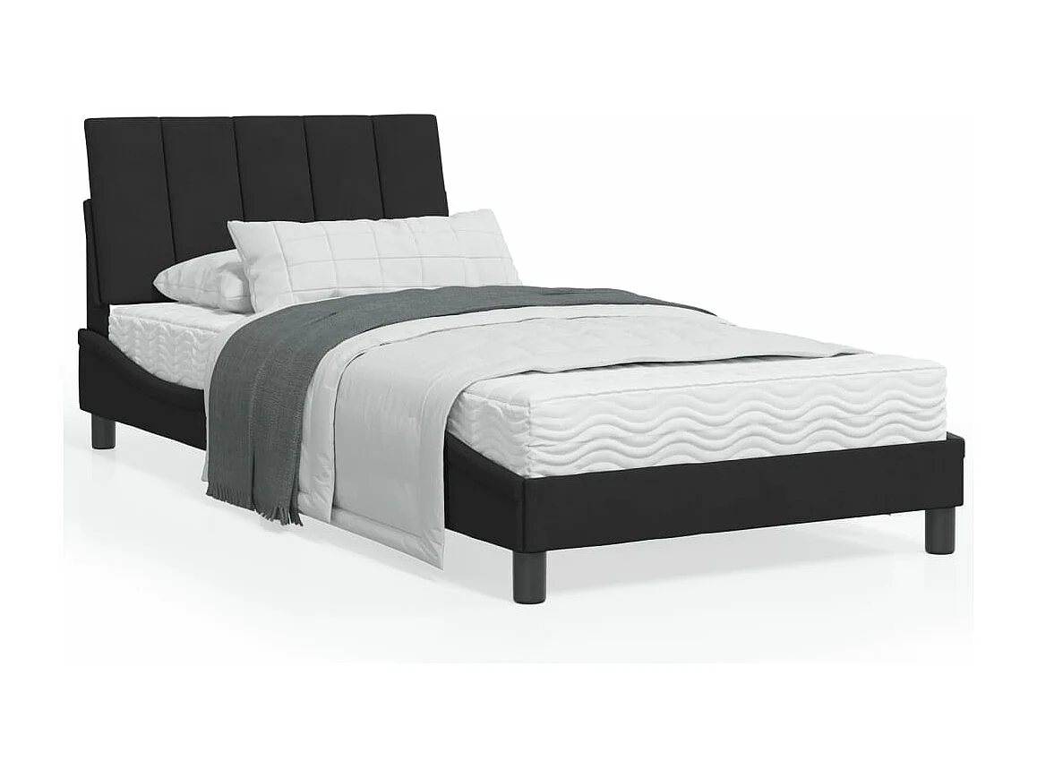 Lit adulte + matelas noir 100x200 cm velours FR21971