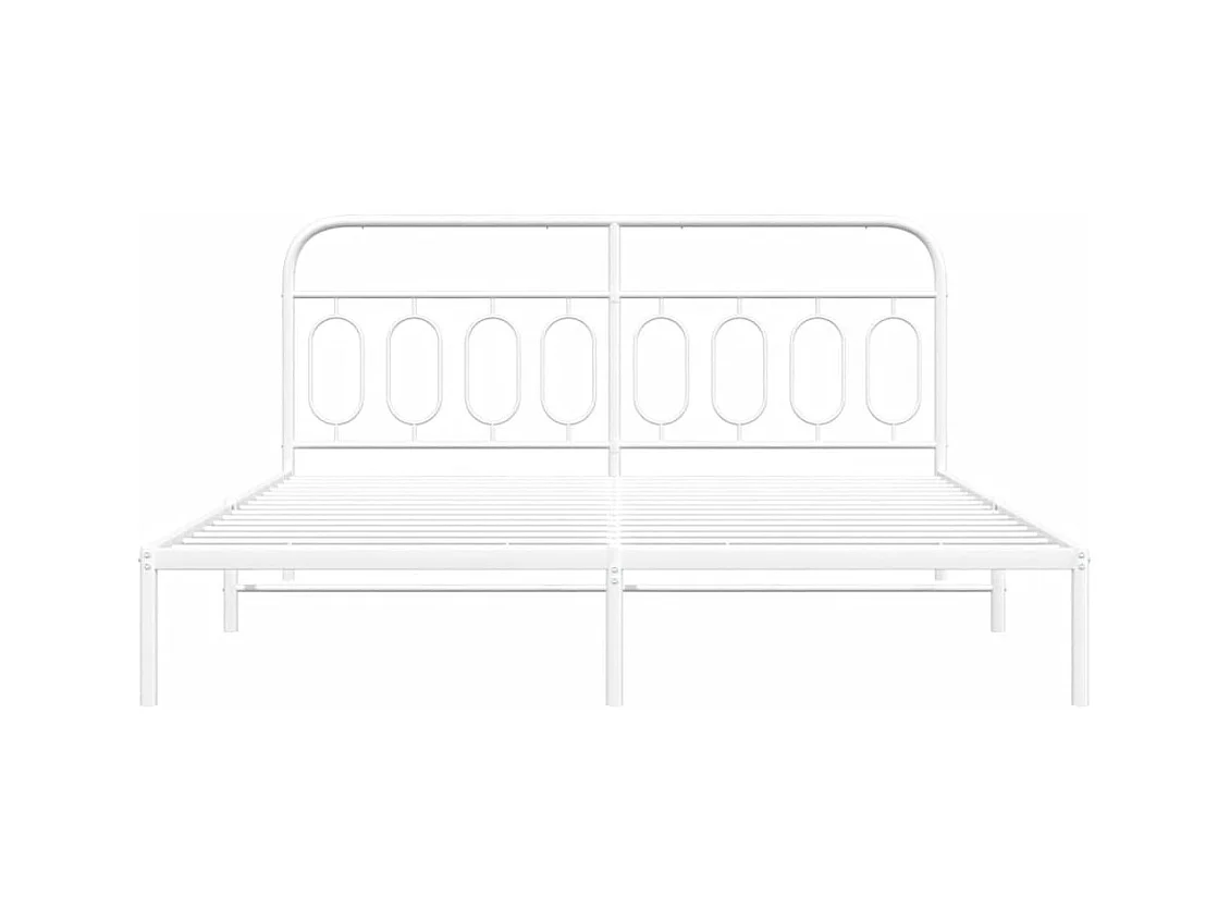 Cama matrimonial- 183x213 cm de metal con cabecero blanco ES860497