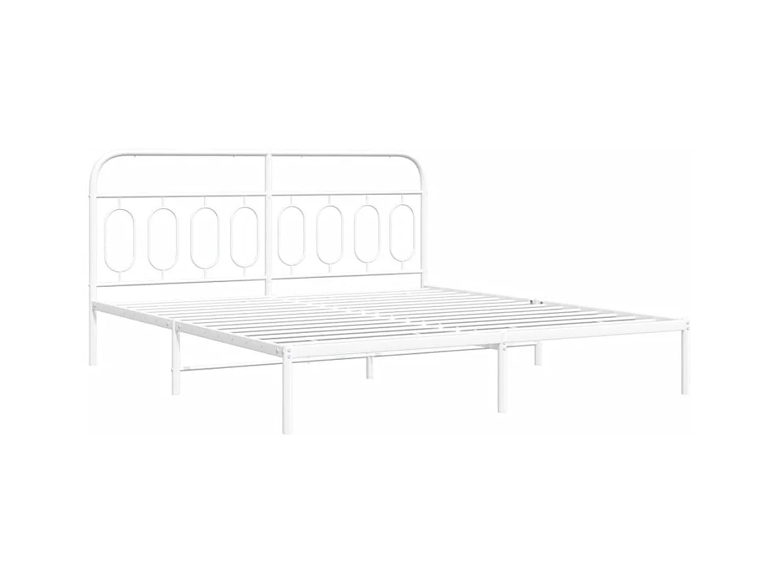 Cama matrimonial- 183x213 cm de metal con cabecero blanco ES860497