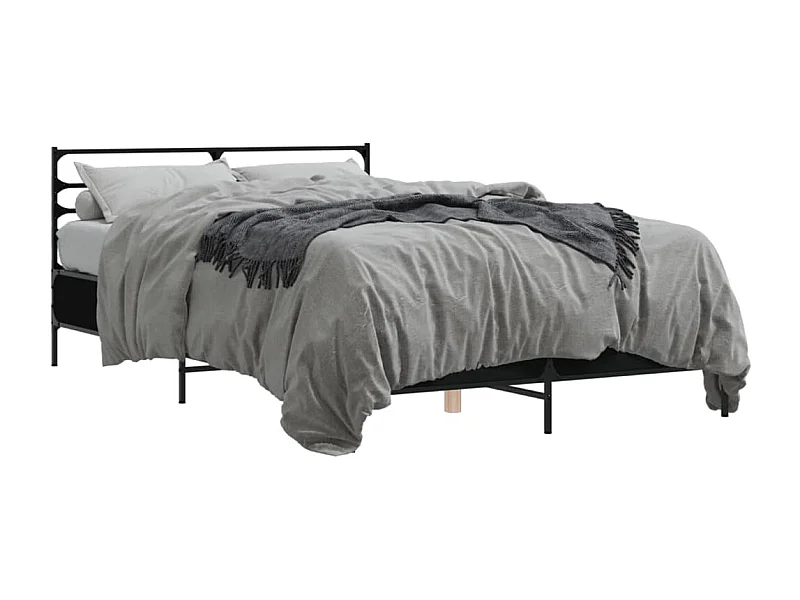 Cama matrimonial- 120x190cm madera de ingeniería y metal negro ES906388