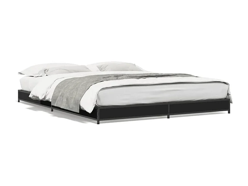 Cama matrimonial- 135x190cm madera de ingeniería y metal negro ES115716
