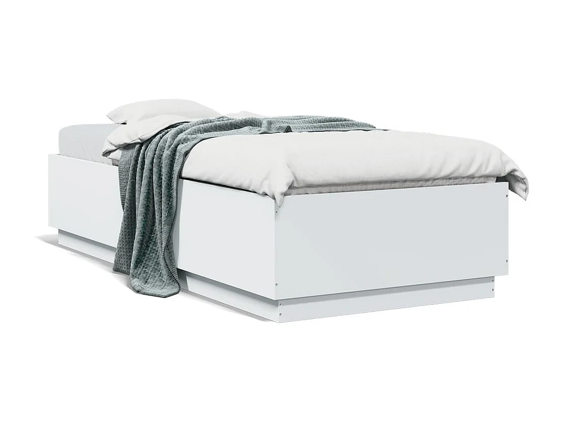 Lit simple blanc 90x200 cm bois d'ingénierie FR64254