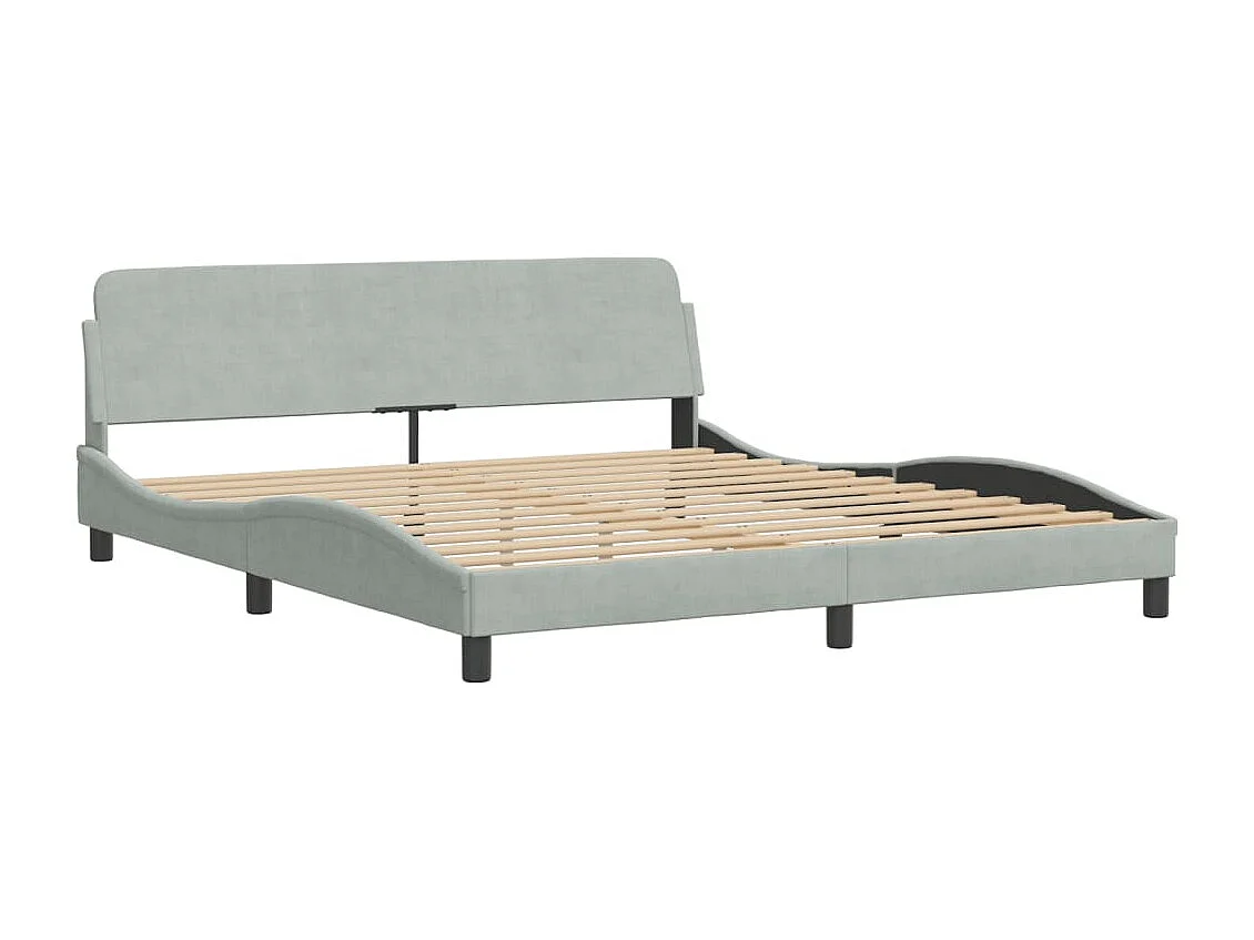 Lit double + tête de lit Gris clair 180x200 cm Velours FR39244