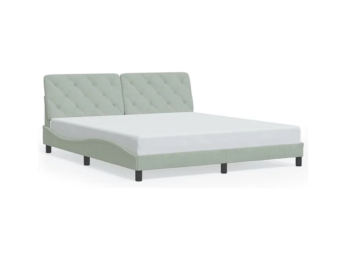 Bedframe met hoofdeinde fluweel lichtgrijs 180x200 cm BE116710