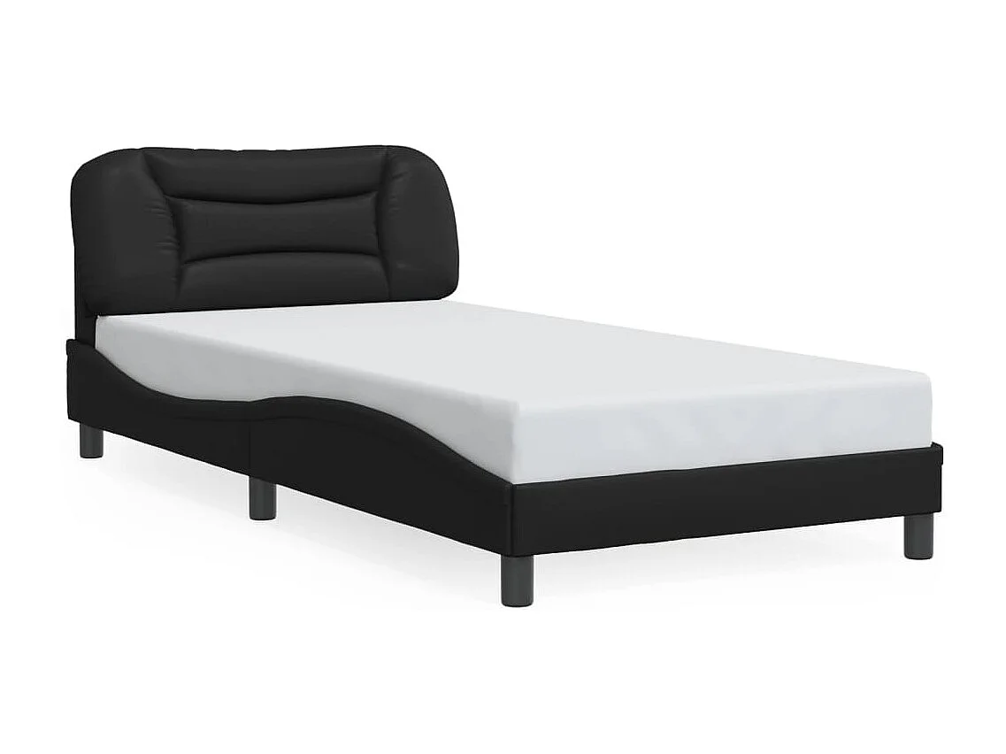Bedframe met hoofdbord kunstleer zwart 100x200 cm BE650416