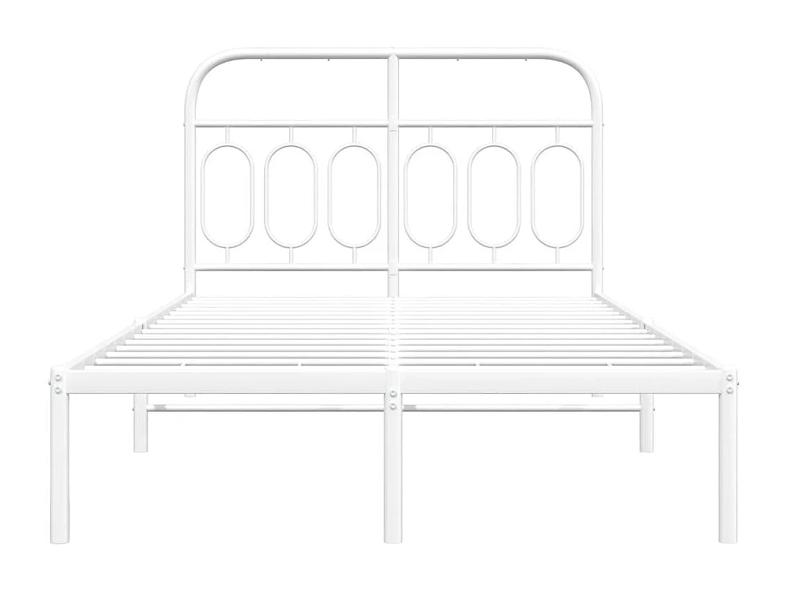 Bedframe met hoofdbord metaal wit 120x190 cm BE304781