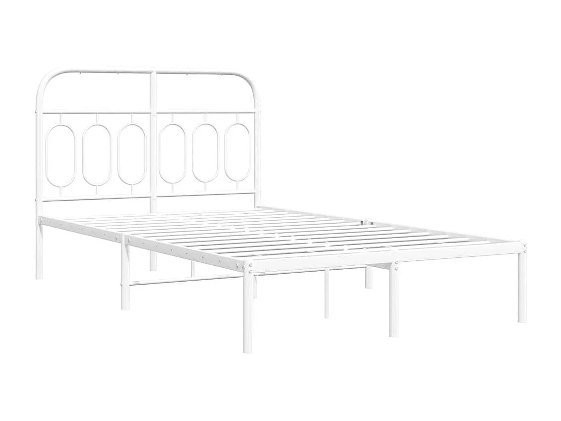 Lit double métal + tête de lit blanc 120x190 cm FR97606